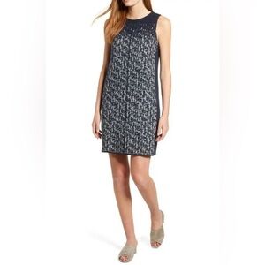 NIC+ZOE Navy and Grey Patterned Dress